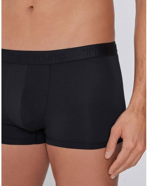 Tezenis Black Elastic Microfibre Boxers With Logo for men