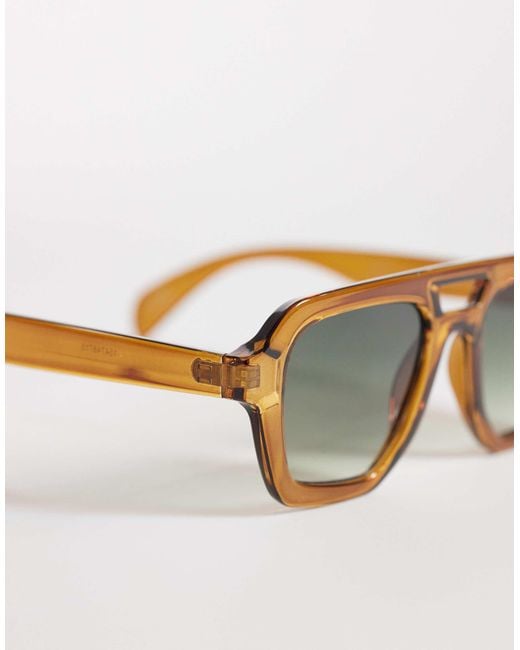 ASOS Natural Angular Aviator Sunglasses
