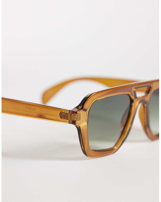 ASOS Natural Angular Aviator Sunglasses