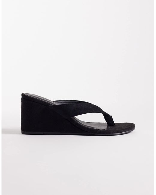 SEQWL Black Ines Thong Wedge Sandal