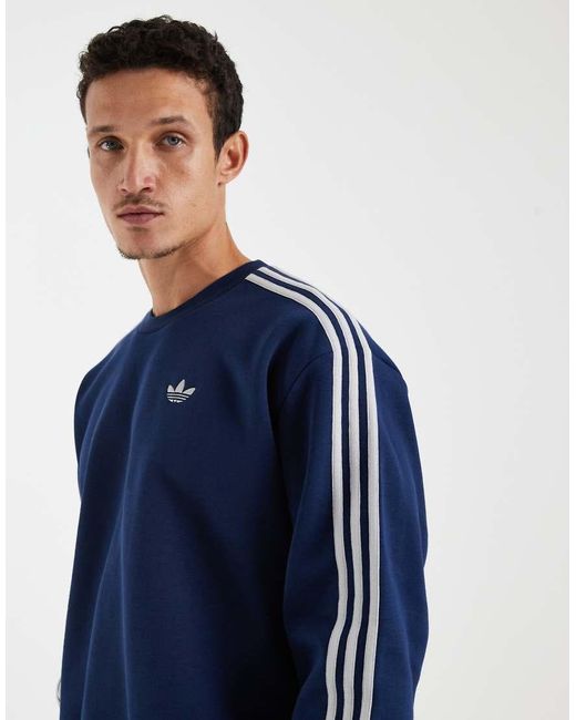 Adidas Originals Blue Adicolor 3-Stripes Oversized Crewneck for men