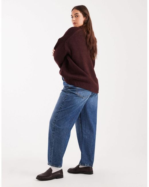 ASOS Blue Asos Design Curve Slim Barrel Leg Jeans