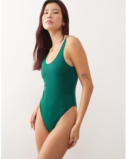 Weekday Green Low Back High Cut Swimsuit