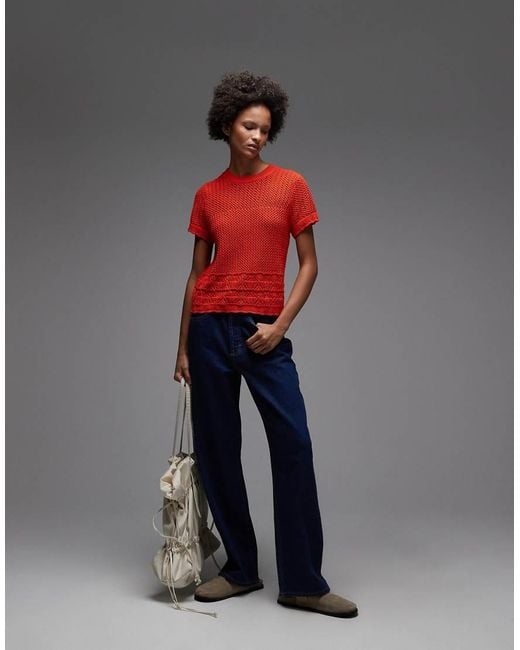Levi's Red Crochet Knitted Top