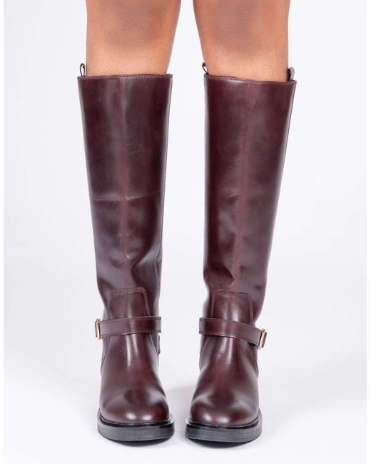 OFF THE HOOK Purple Warren Leather Knee-High Riding Boots