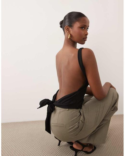 Oh Polly Natural Modal Open Tie Back Top