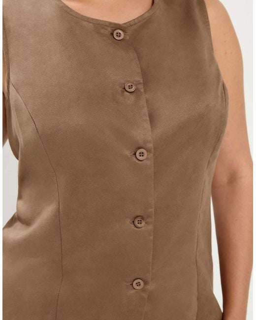 Yours Clothing Brown Suedette Waistcoat