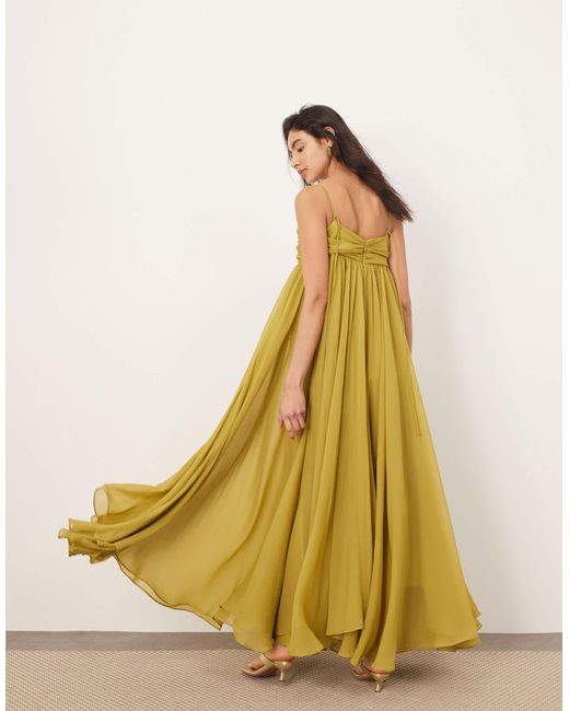 ARRANGE Green Super Full Trapeze Cami Godet Maxi Dress