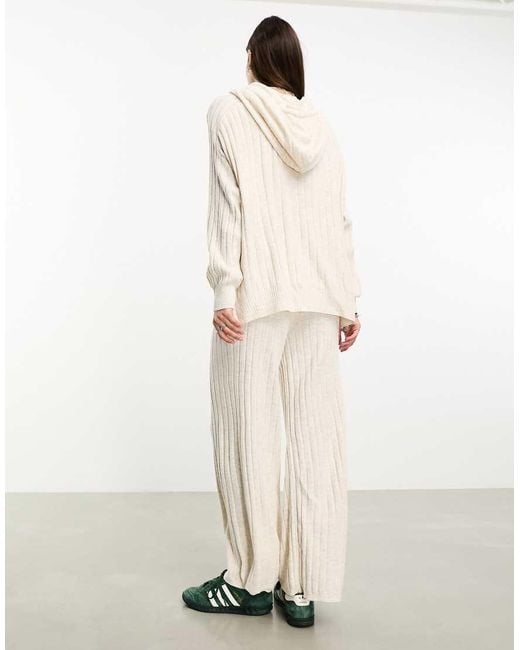ONLY Natural Ribbed Knit Hoodie Co-ord