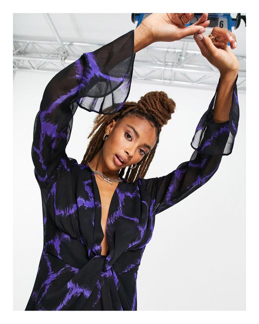 TOPSHOP Woven Knot Front Plunge 
