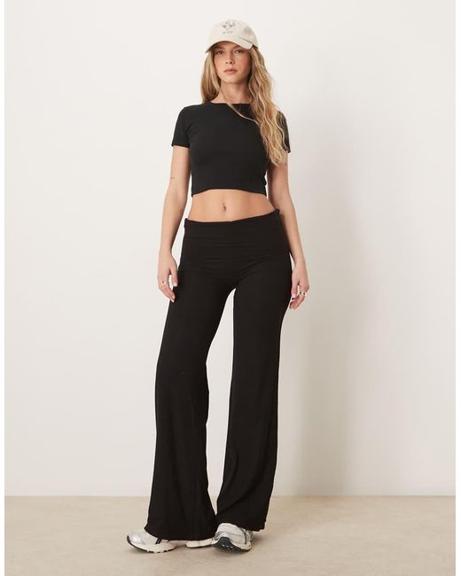 Tala Black 365 Sculpting Lounge Multiway Fold Waist Flared Trousers