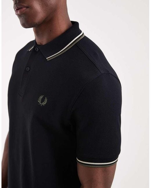 Fred Perry Black Twin Tipped Polo for men