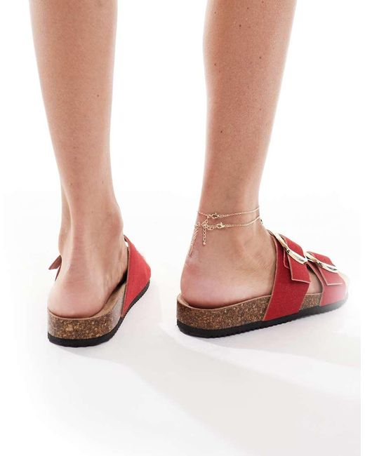 Sandalias Rojas Con Dos Correas De -Rojo New Look de color White