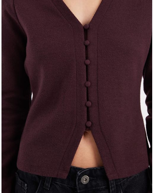 Threadbare Purple Knit Button Through Cardigan