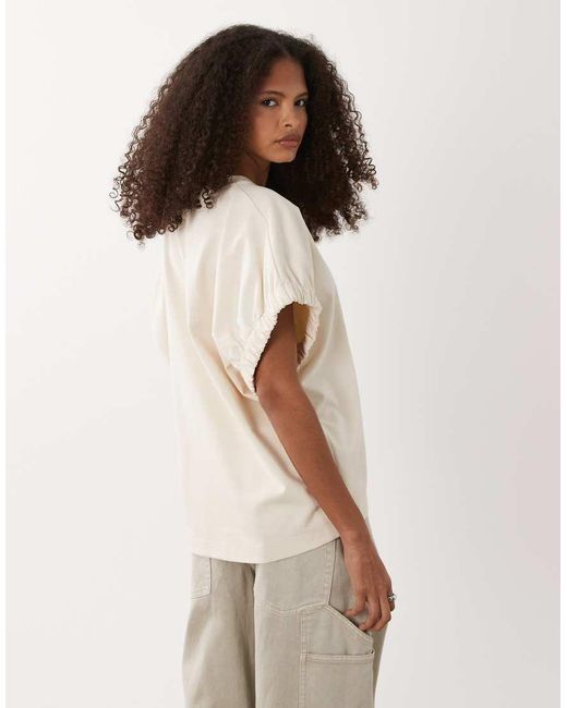 ARKET White Rich Cotton Short Elasticated Sleeve Top