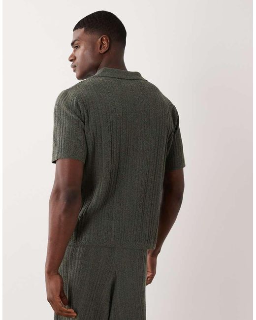ASOS Green Relaxed Knitted Button Through Co-ord for men