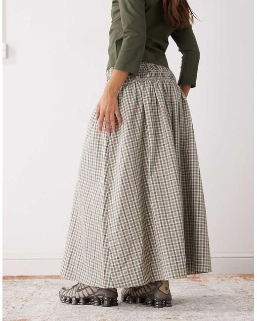 Collusion Geruite Midirok Met Stroken in het Multicolor