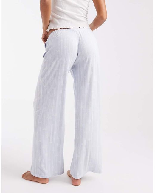 Hollister Blue Low Rise Wide Leg Pointelle Pyjama Bottoms