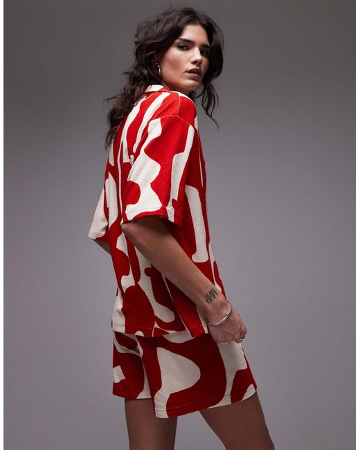TOPSHOP Red – kastige ftee-hemdbluse