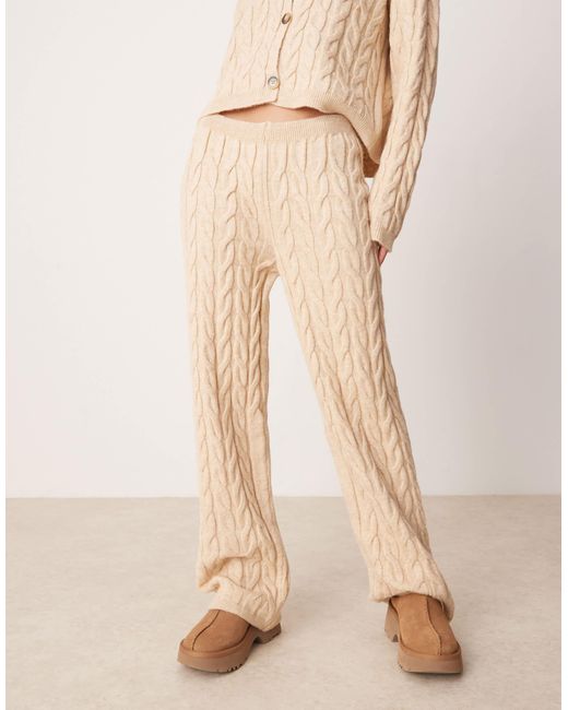 Pantalon d'ensemble ample en maille torsadée - taupe Miss Selfridge en coloris Natural