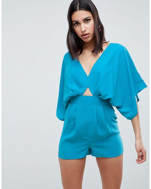 asos blue playsuit