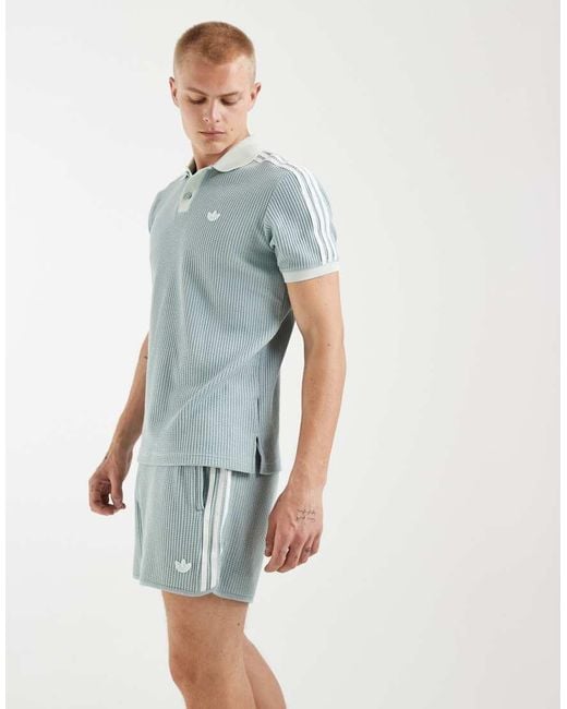 Adidas Originals Blue Waffle Textured Sprinter Shorts for men