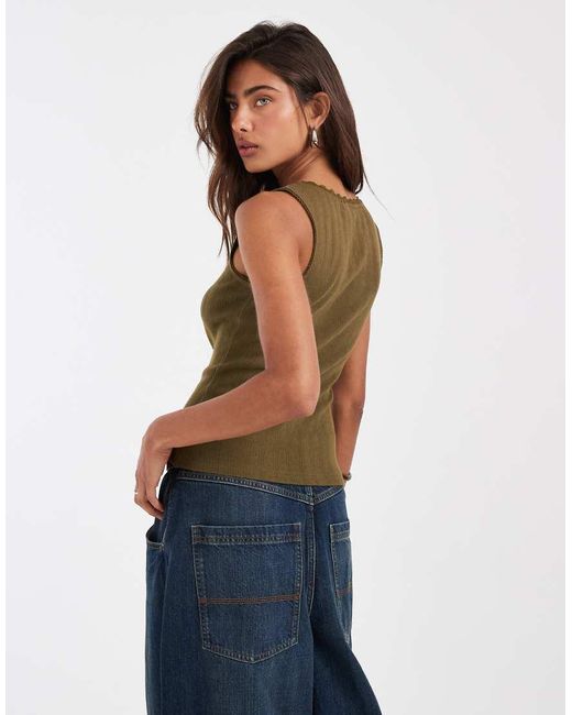 ASOS Green Pointelle Scoop Neck Singlet