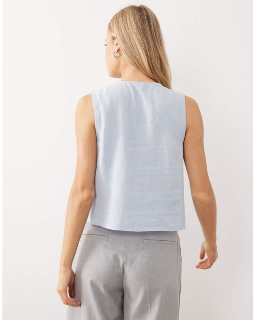 Nobody's Child White Tessa Tie Front Linen Blend Top
