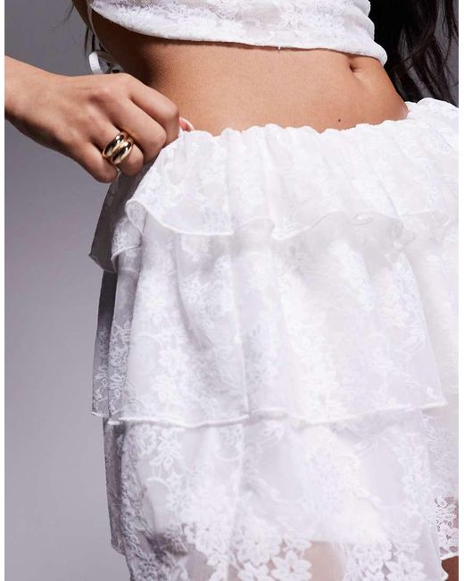 Aria Cove Gray Lace Ruffle Rara Mini Beach Skirt Co-ord