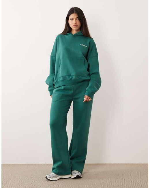 Kaiia Green Sport Tennis Icons Graphic Oversized Hoodie Co-ord