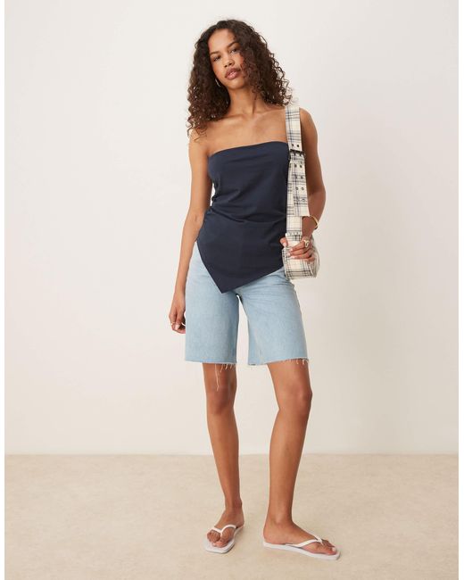 ASOS Blue Ruched Asymmetric Bandeau
