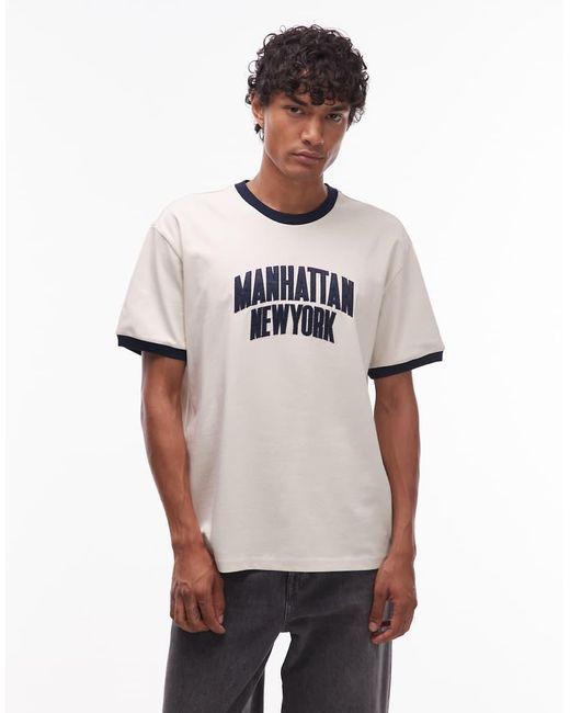 Tommy Hilfiger Manhattan T-Shirt Met Gekleurd Randje in het White