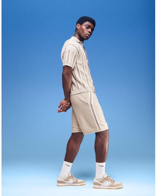 ASOS – strukturierte oversize-shorts aus strick in Blue für Herren
