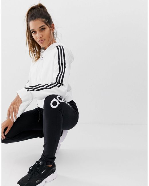 adidas originals adicolor cropped hoodie in white