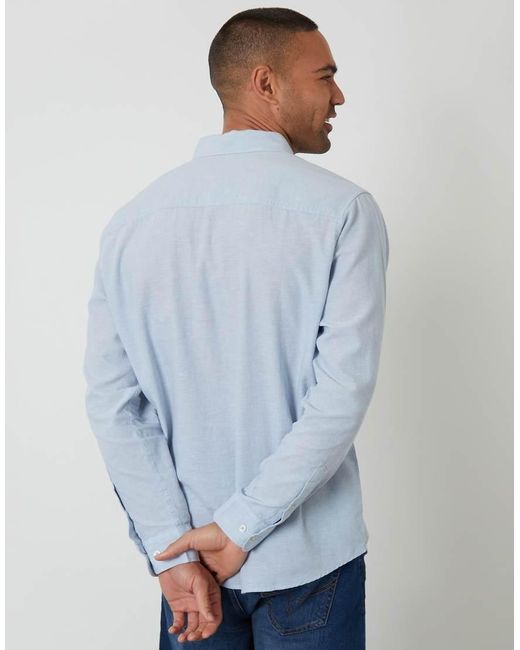 Threadbare Blue Linen Blend Long Sleeve Shirt for men