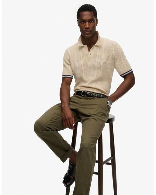 Superdry Natural Knitted Texture Short Sleeve Polo Shirt for men