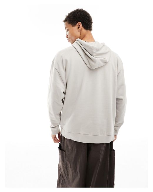 ASOS Gray Oversized Hoodie With Nylon Pocket for men