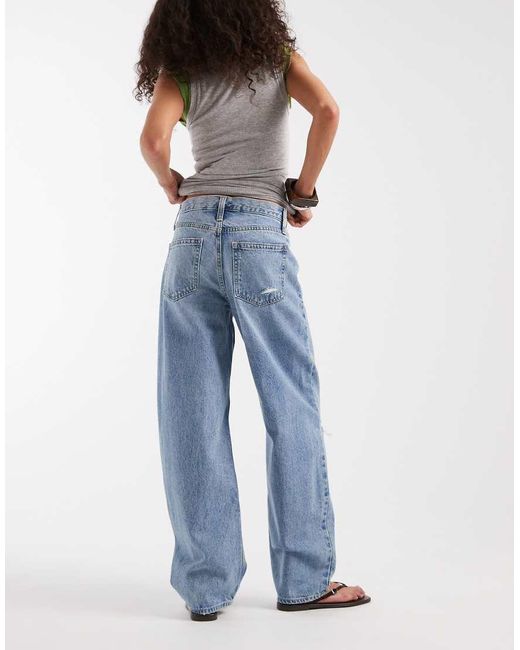 Gap Blue Ripped Wide Leg Jeans