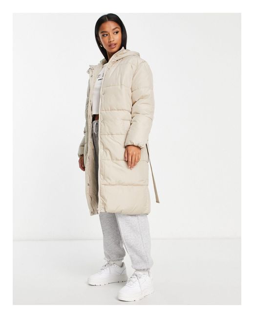 New Look White Belted Midi Puffer Coat