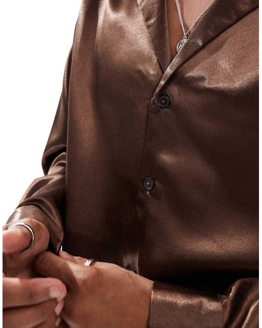 Camicia Squadrata Oversize di ASOS in Brown da Uomo