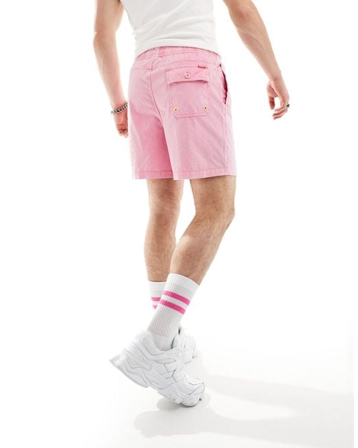 Deus Ex Machina Pink Sandbard Acid Wash Shorts for men