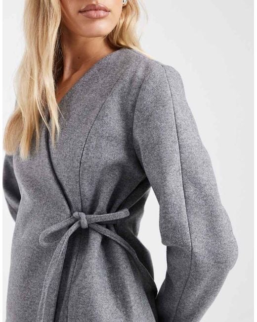 ONLY Gray Wrap Around Side Tie Structured Jacket