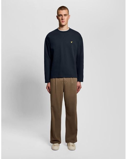 Lyle & Scott Blue Mid Layers Raised Jacquard Crew Neck Sweatshirt for men