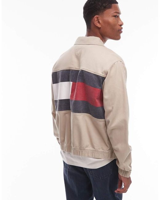 Tommy Hilfiger Natural Flag Back Print Workwear Jacket for men