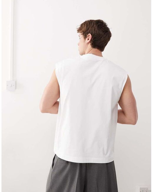Weekday White Oversized Sleeveless T-Shirt for men