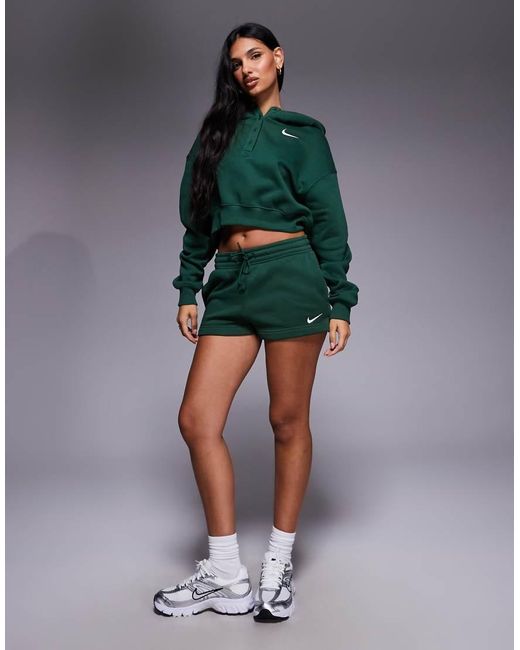Nike Green Phoenix Fleece Oversized Cropped Hoodie