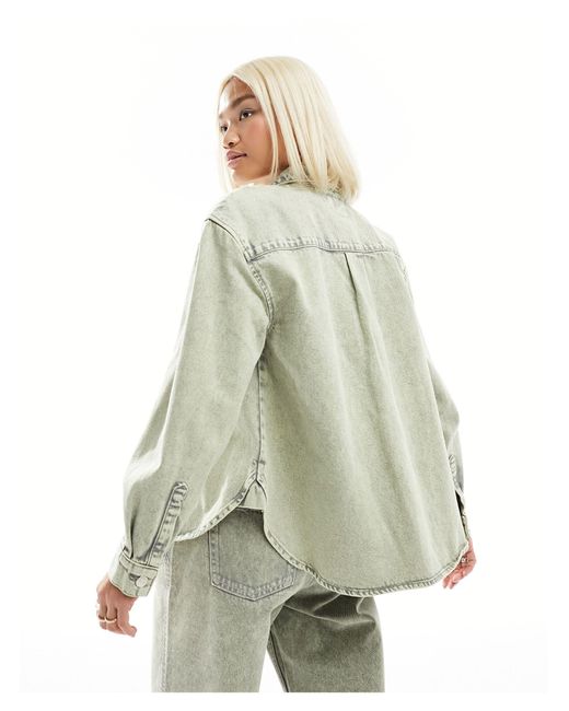ONLY Green Boxy Denim Shirt Co-ord