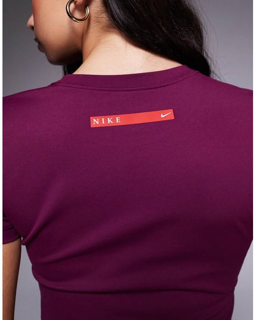 Nike Purple Gym Life Swoosh Cropped T-Shirt