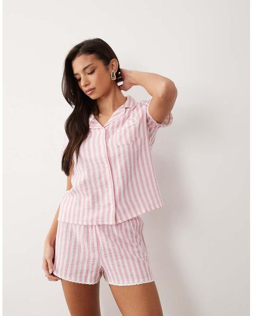 Boux Avenue Pink Cotton Woven Short Pj Set