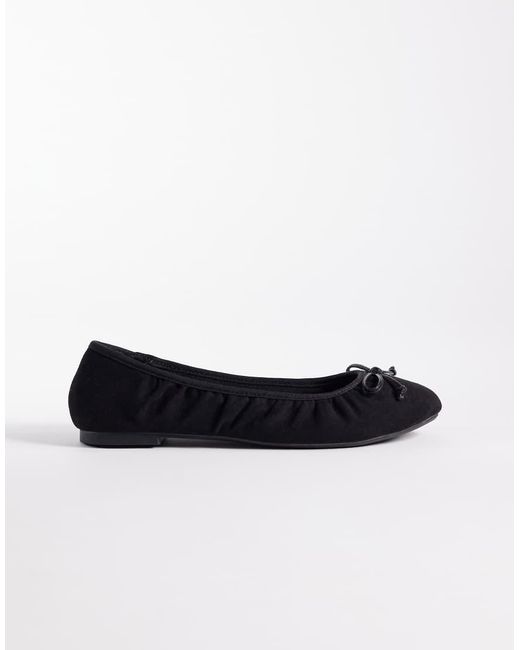 New Look White Faux Leather Ruched Ballet Flats